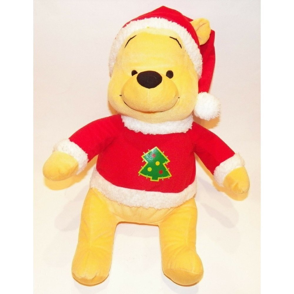 Winnie Pooh Christmas 18" Plush Disney Stuffed Animal Tree Santa Suit Hat Toy